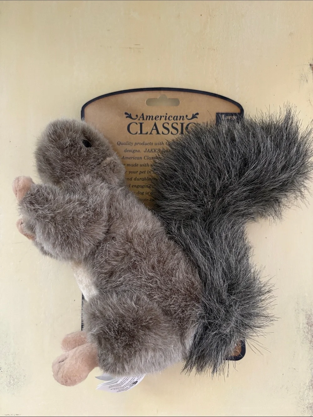 American Classic Large Dog Squeaky Fuzzy gray Squirrel Toy NEW in Package